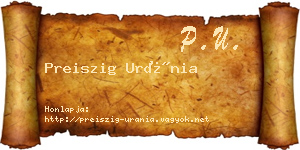 Preiszig Uránia névjegykártya